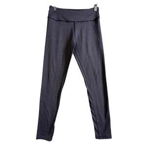 Beyond Yoga Leggings Womens‎ Sz M Titanium Pinstripe Mid Rise Wide Waistband EC